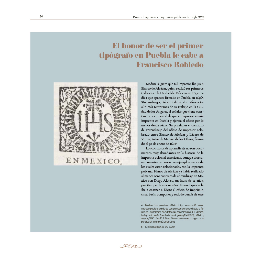 Texto interior del libro Breve historia de la imprenta y los impresores en Puebla de los Ángeles (1639-1821)