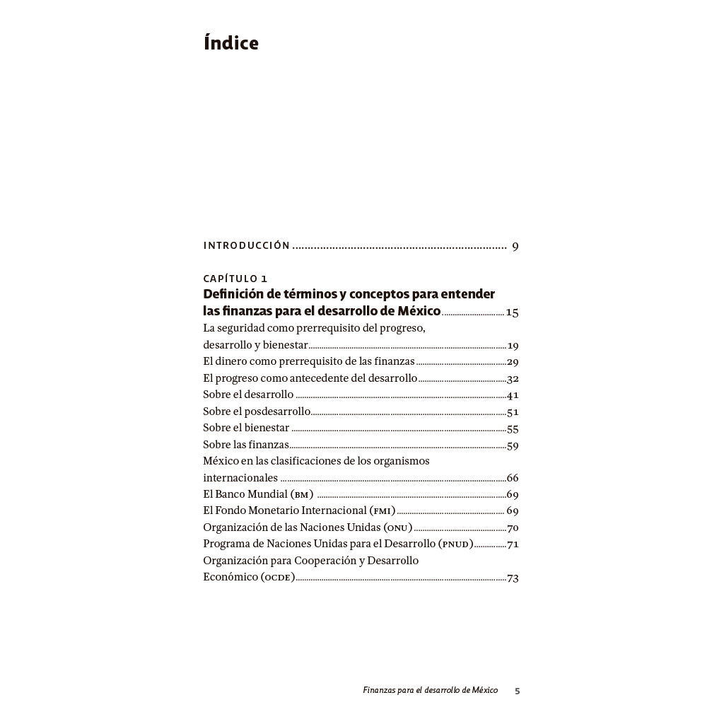 Texto interior del libro Finanzas para el desarrollo de México