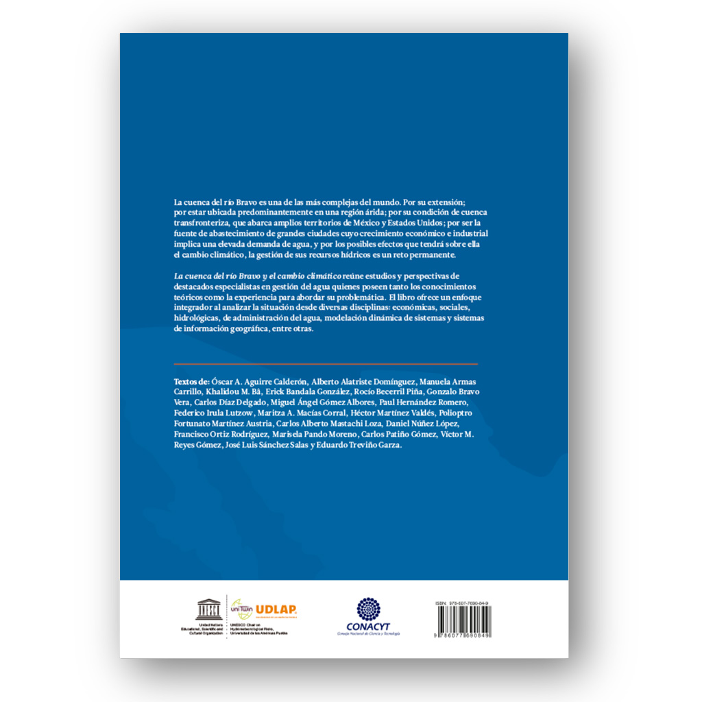 Contraportada del libro La cuenca del río Bravo y el cambio climático