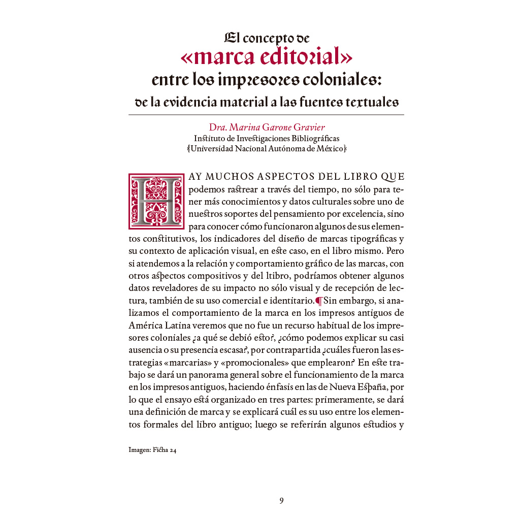 Texto interior del libro Marcas tipográficas. Las huellas de antiguos impresores