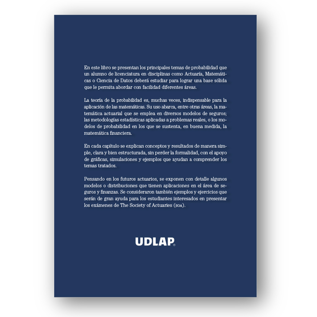 Contraportada del libro Probabilidad. Un enfoque actuarial
