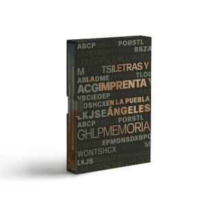 Caja que contiene los libros de la colección Letras y pliegos